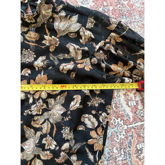 Walter Baker XS Black Floral Long Sleeve Sheer Blouse - Picture 6 of 8